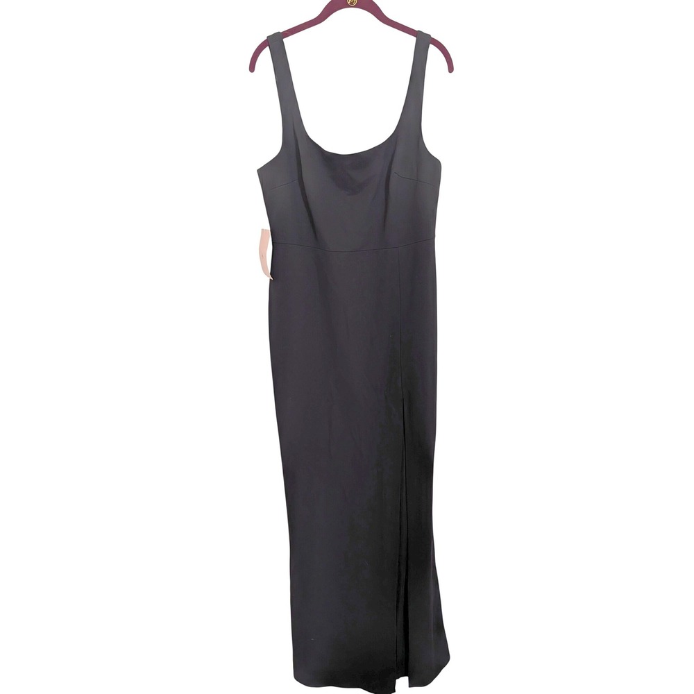 BHLDN Black Scoop Neck Maxi Dress Side Slit Sleeveless Formal Gown Size 14 NEW